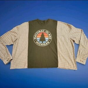 Reworked Upcycled Mackinaw Island Oversized Plaid Shirt Size OS